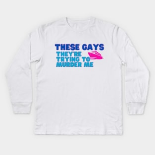 White L0tus These Gays Kids Long Sleeve T-Shirt